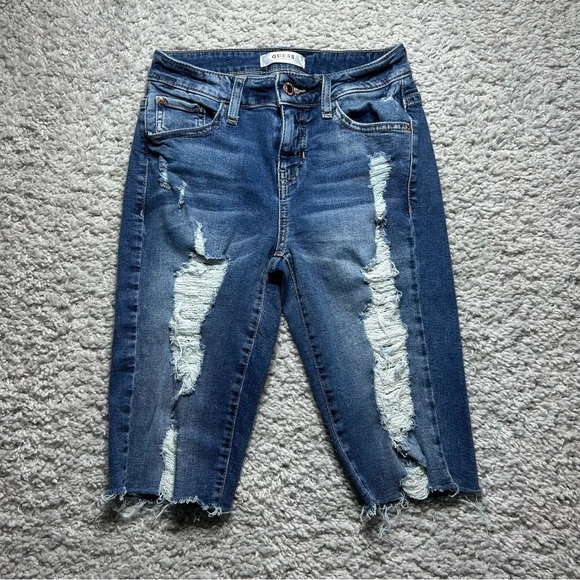 Guess Shorts Womens 25 Bermuda Distressed Raw Hem Frayed Edge Vacation Travel - Picture 1 of 5